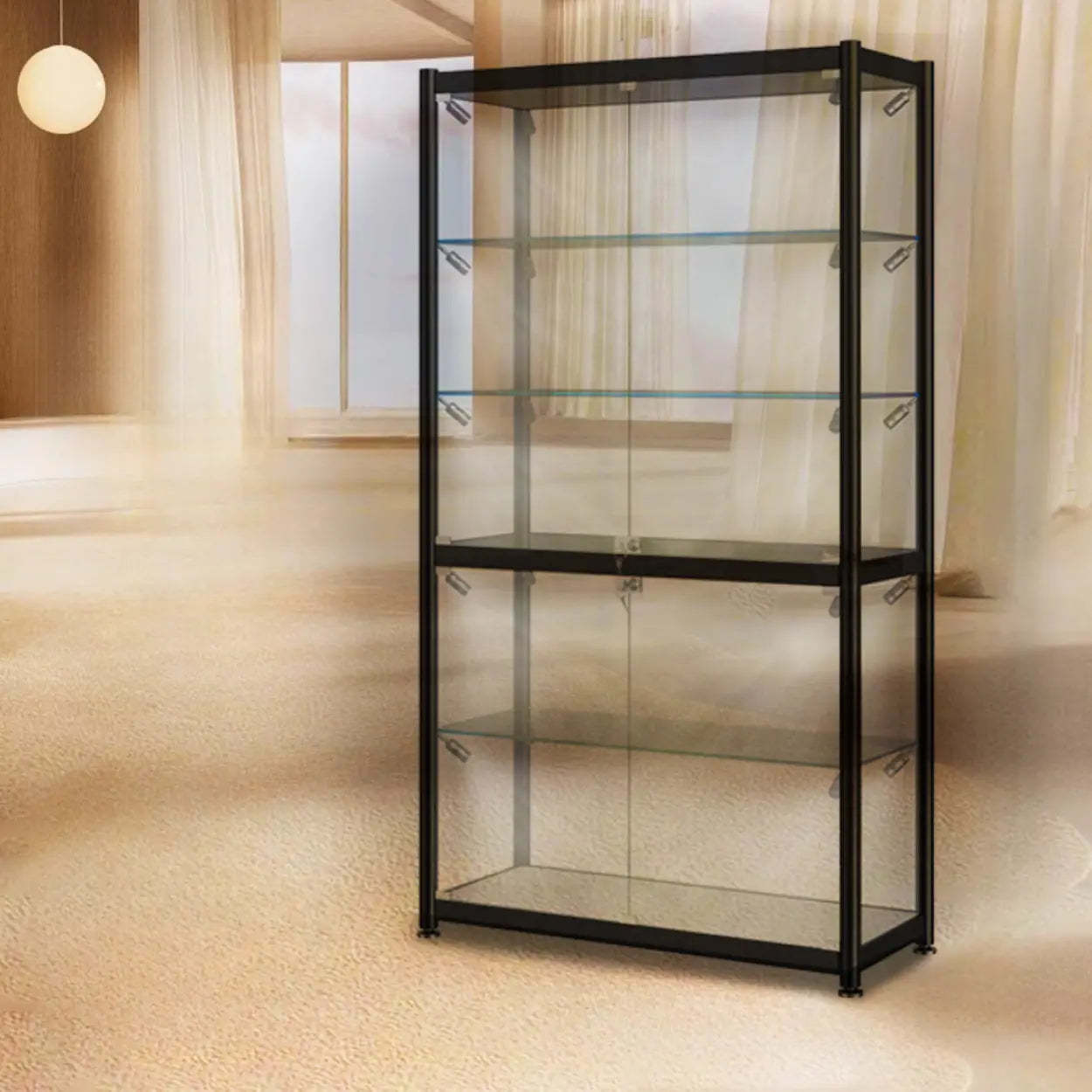 Black Glass Adjustable Display Cabinet