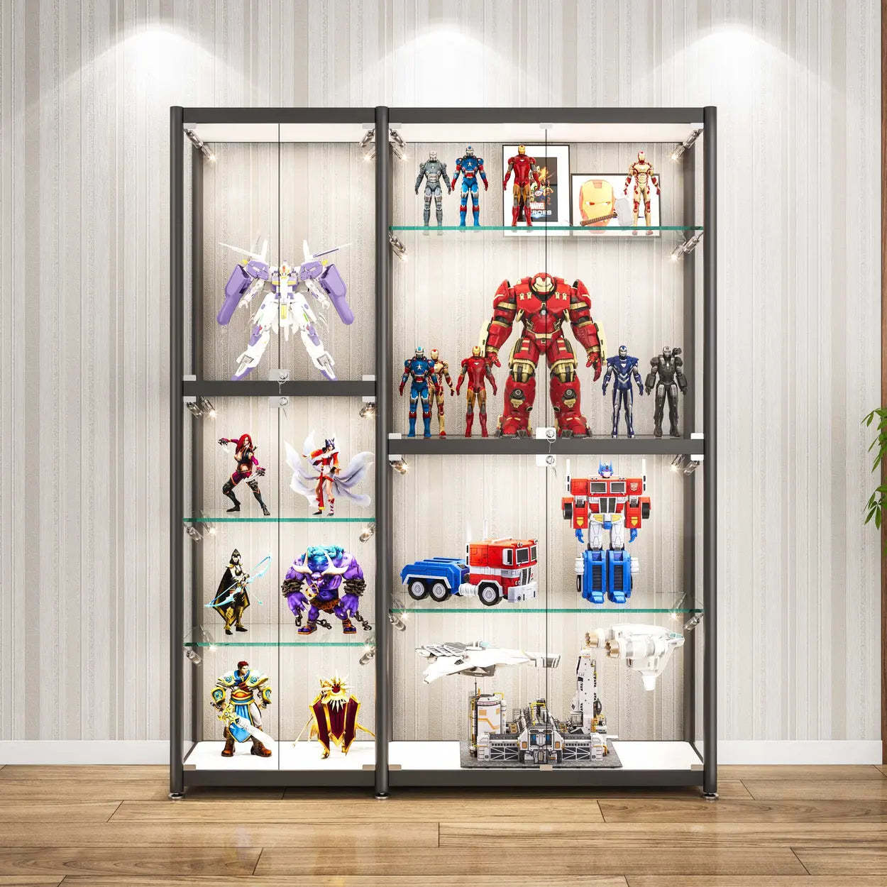 Black Glass Adjustable Display Cabinet