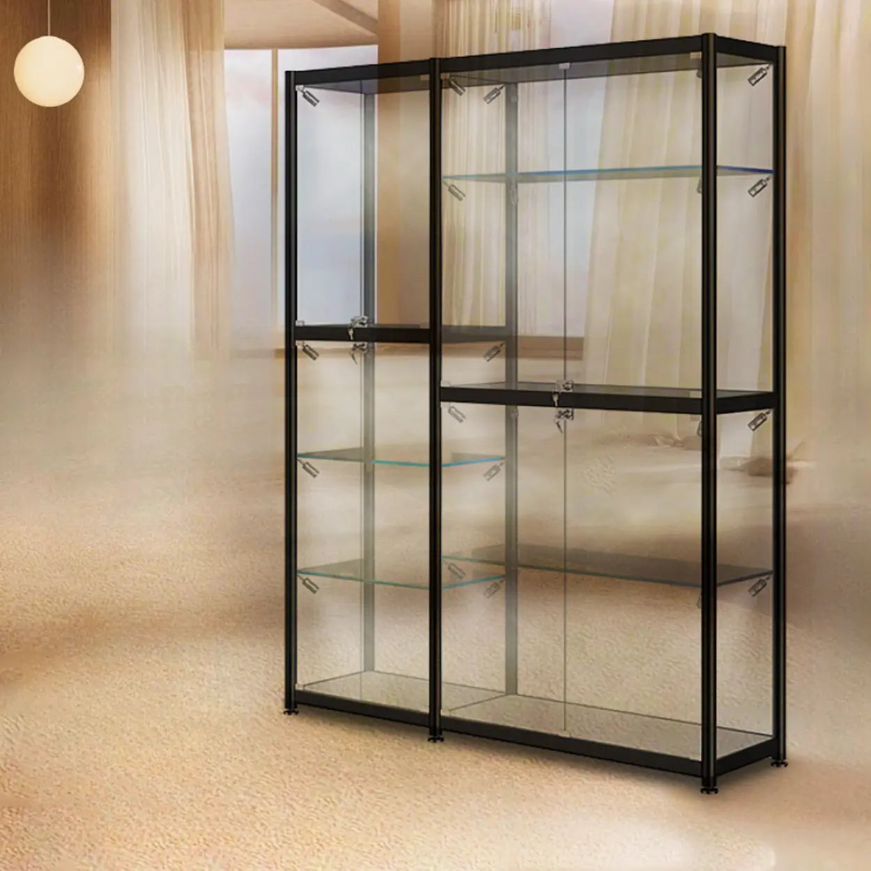Black Glass Adjustable Display Cabinet