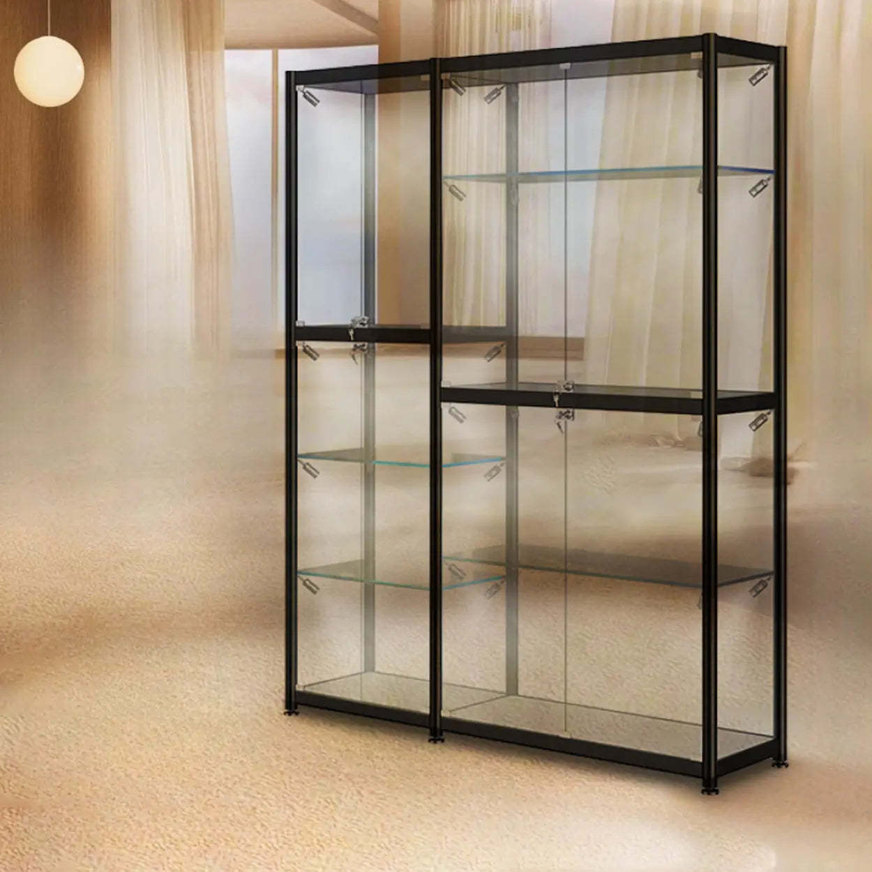 Black Glass Adjustable Display Cabinet