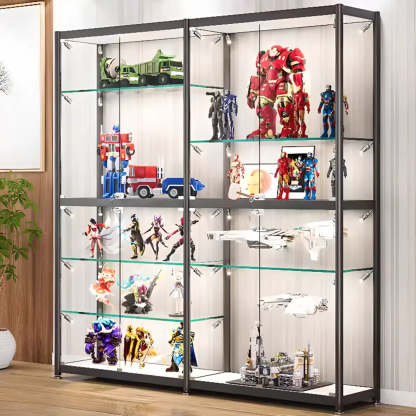 Black Glass Adjustable Display Cabinet