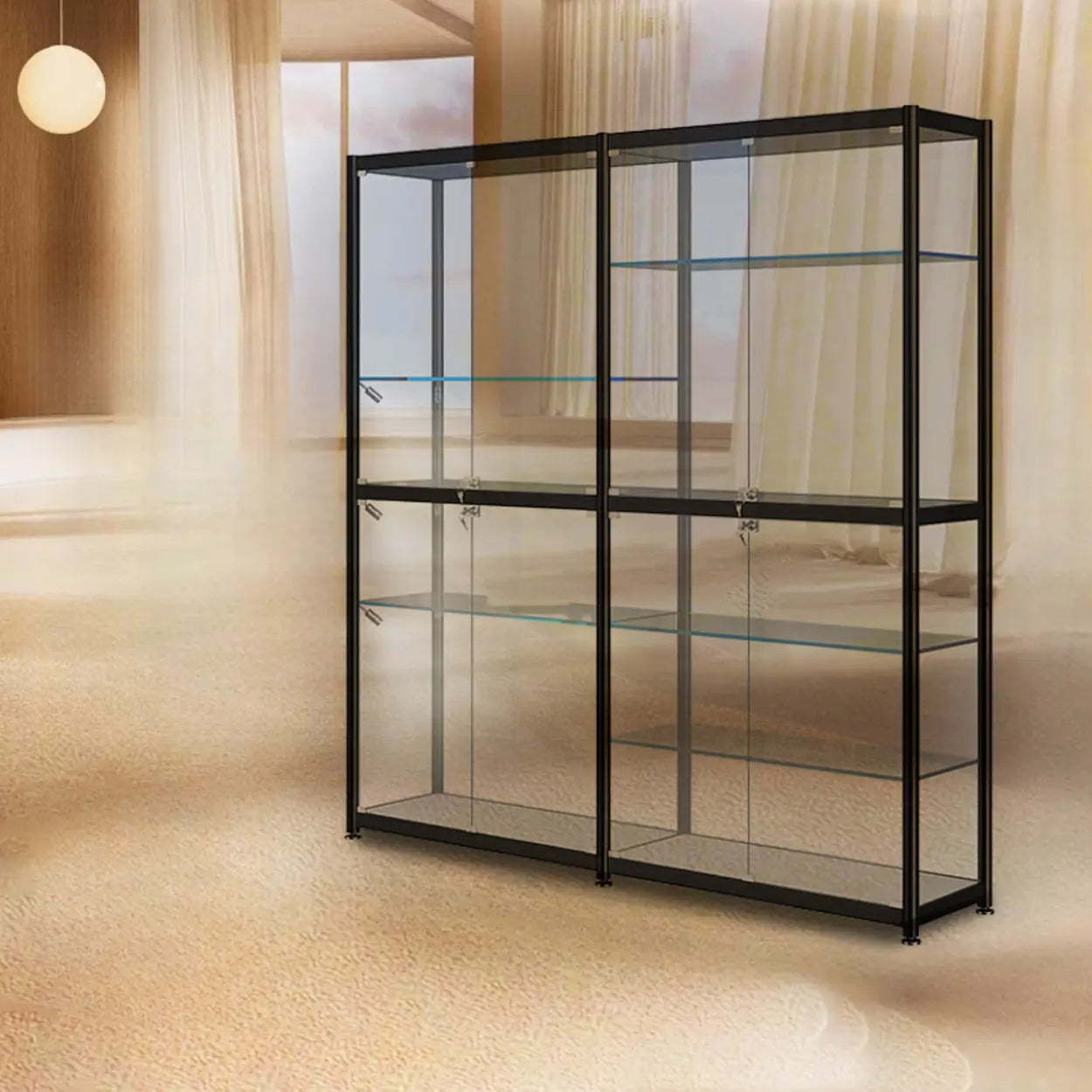 Black Glass Adjustable Display Cabinet