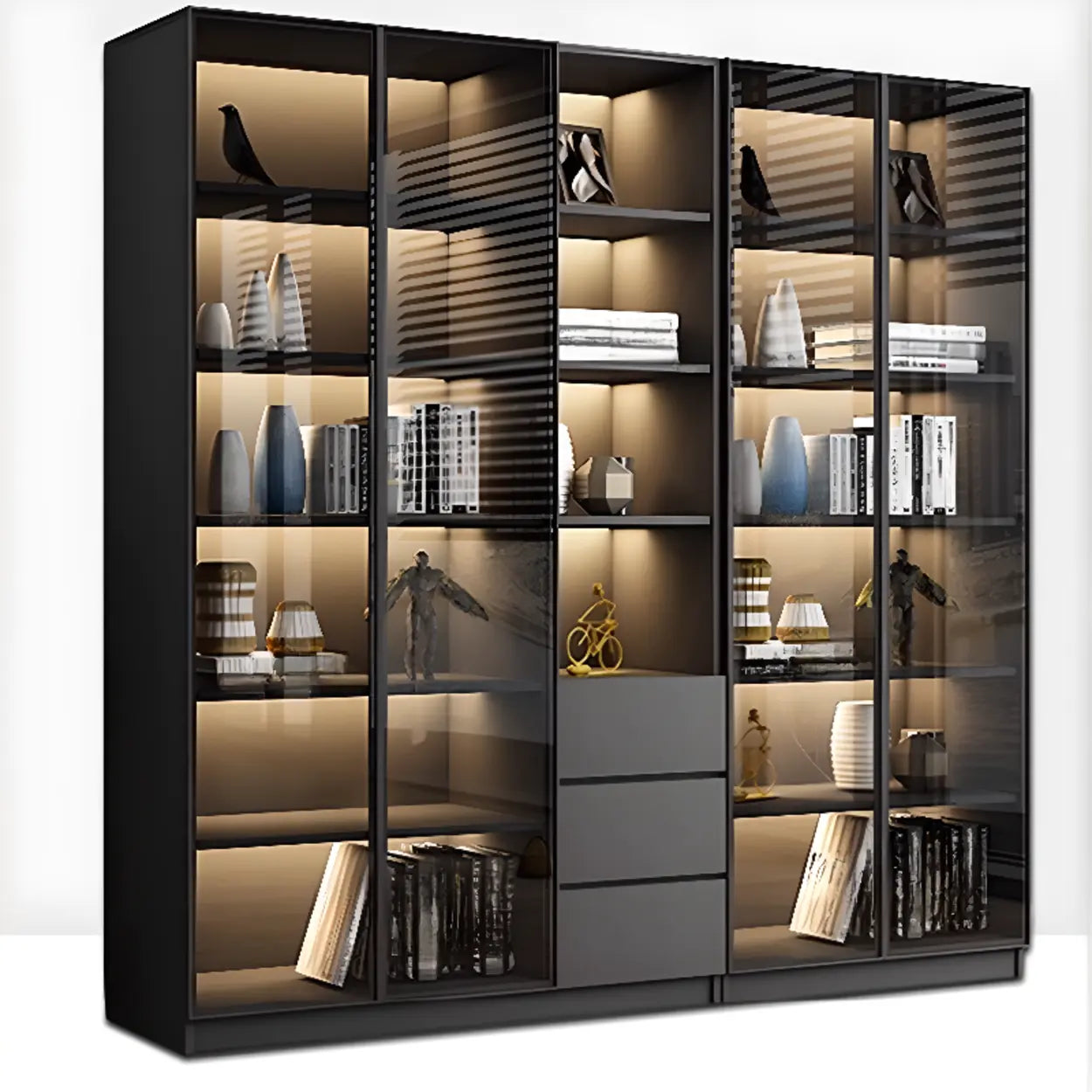 Black Metal Multi-Shelf Display Cabinet — 2