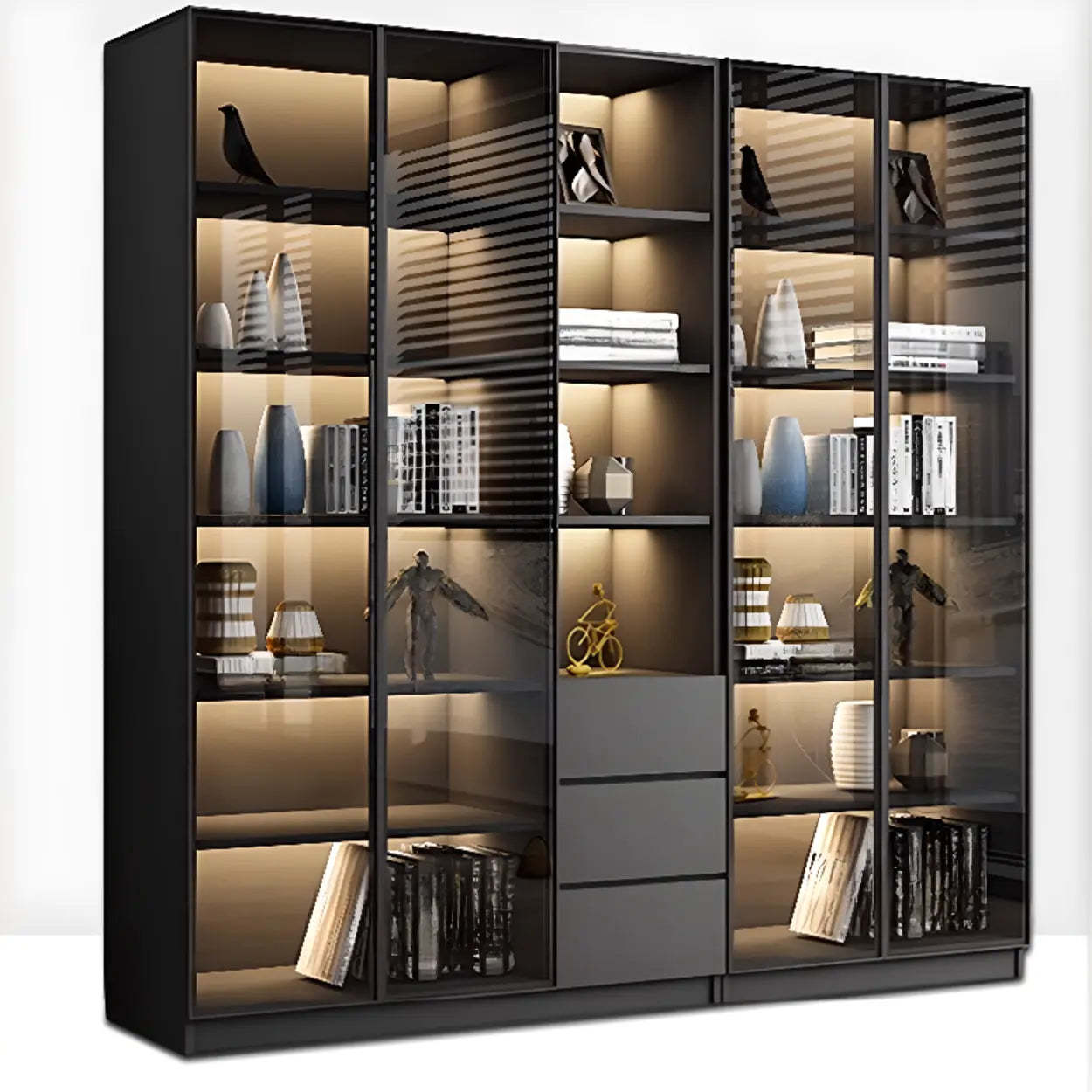 Black Metal Multi-Shelf Display Cabinet — 2