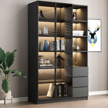 Black Metal Multi-Shelf Display Cabinet — 5