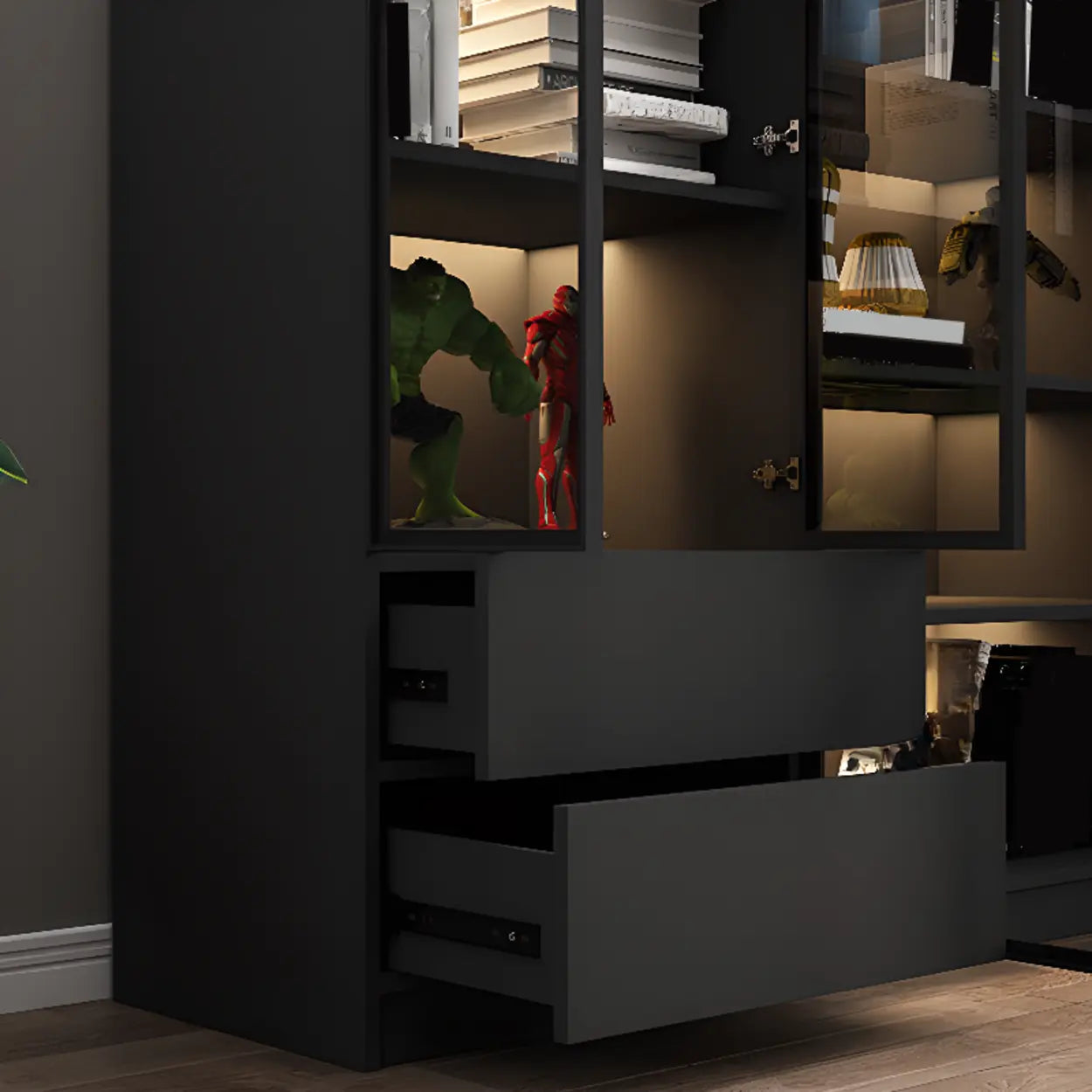 Black Metal Multi-Shelf Display Cabinet — 2