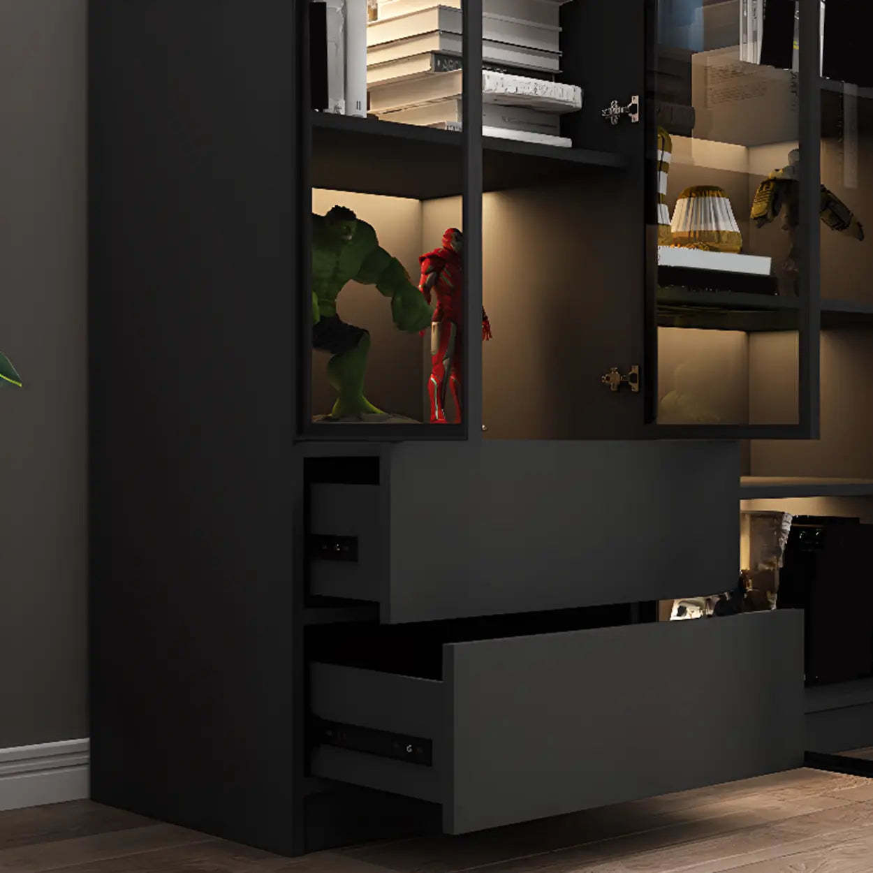 Black Metal Multi-Shelf Display Cabinet — 2