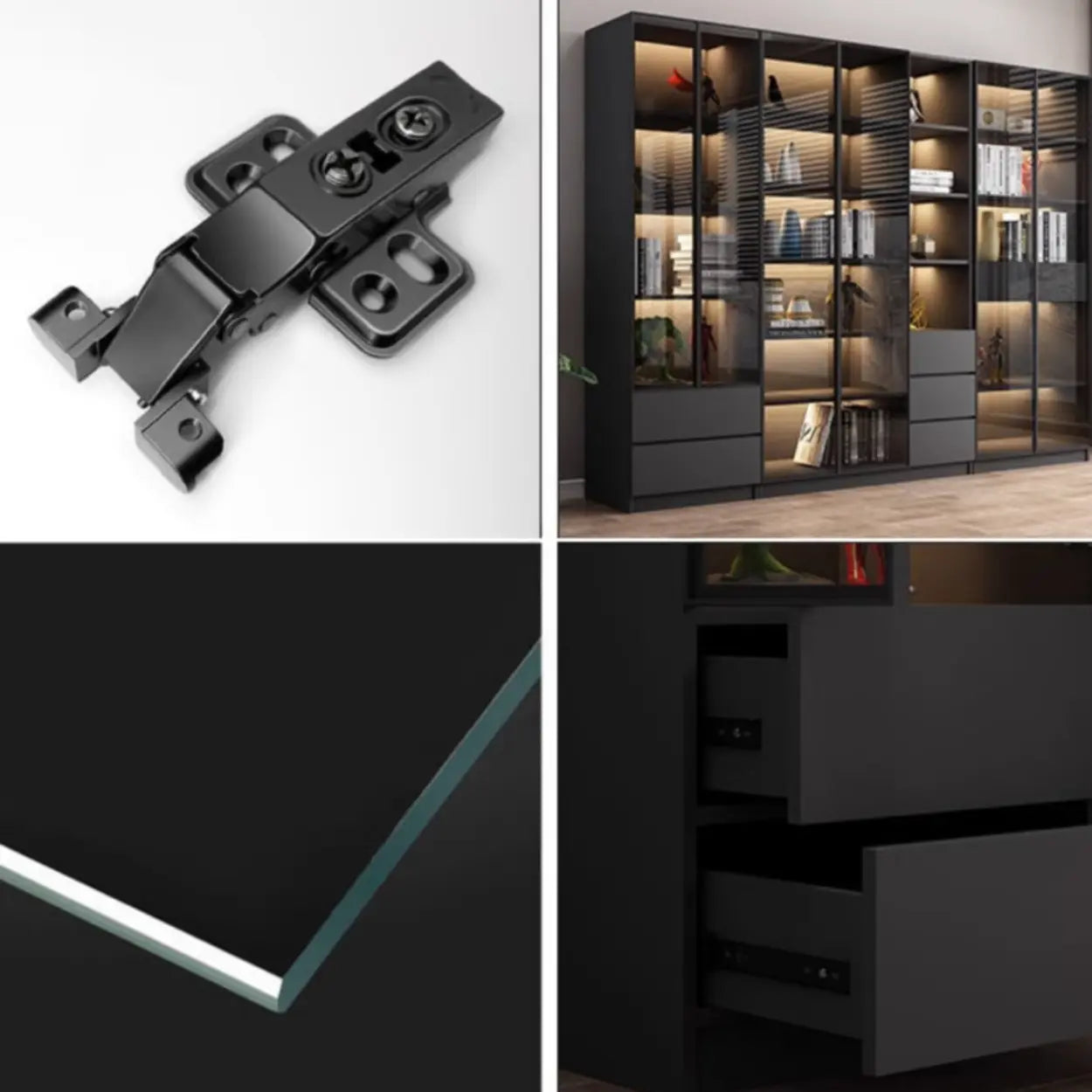 Black Metal Multi-Shelf Display Cabinet — 2