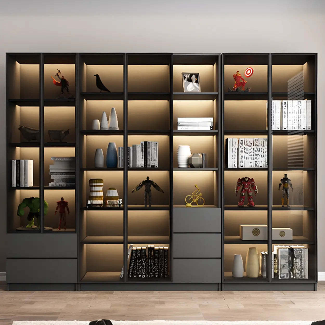 Black Metal Multi-Shelf Display Cabinet — 3