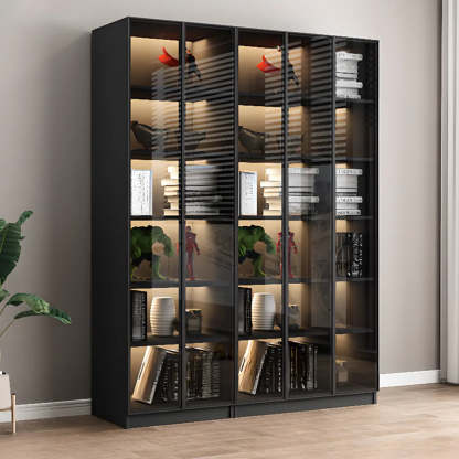 Black Metal Multi-Shelf Display Cabinet
