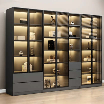 Black Metal Multi-Shelf Display Cabinet