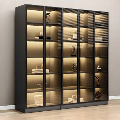 Black Metal Multi-Shelf Display Cabinet