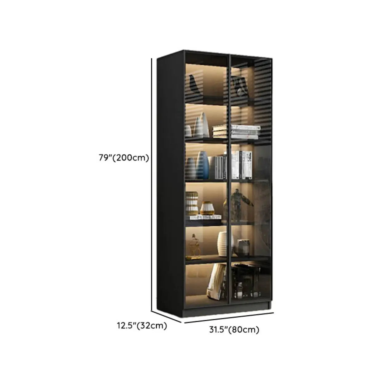 Black Metal Multi-Shelf Display Cabinet