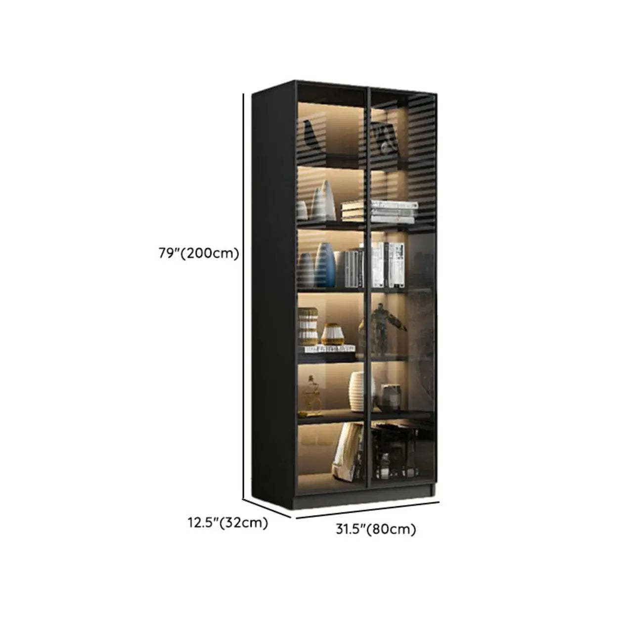 Black Metal Multi-Shelf Display Cabinet