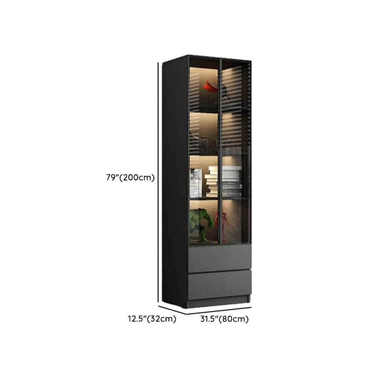 Black Metal Multi-Shelf Display Cabinet