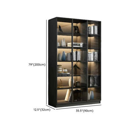 Black Metal Multi-Shelf Display Cabinet