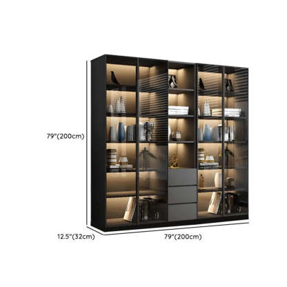 Black Metal Multi-Shelf Display Cabinet