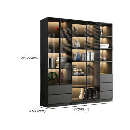 Black Metal Multi-Shelf Display Cabinet