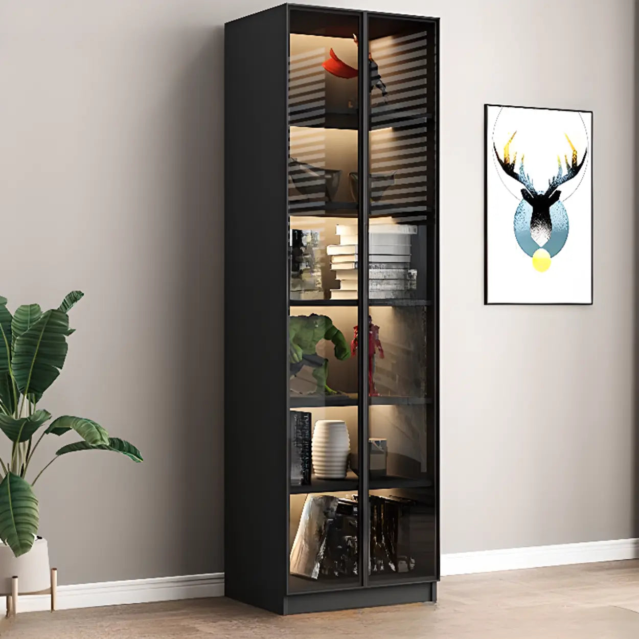Black Metal Multi-Shelf Display Cabinet — 5