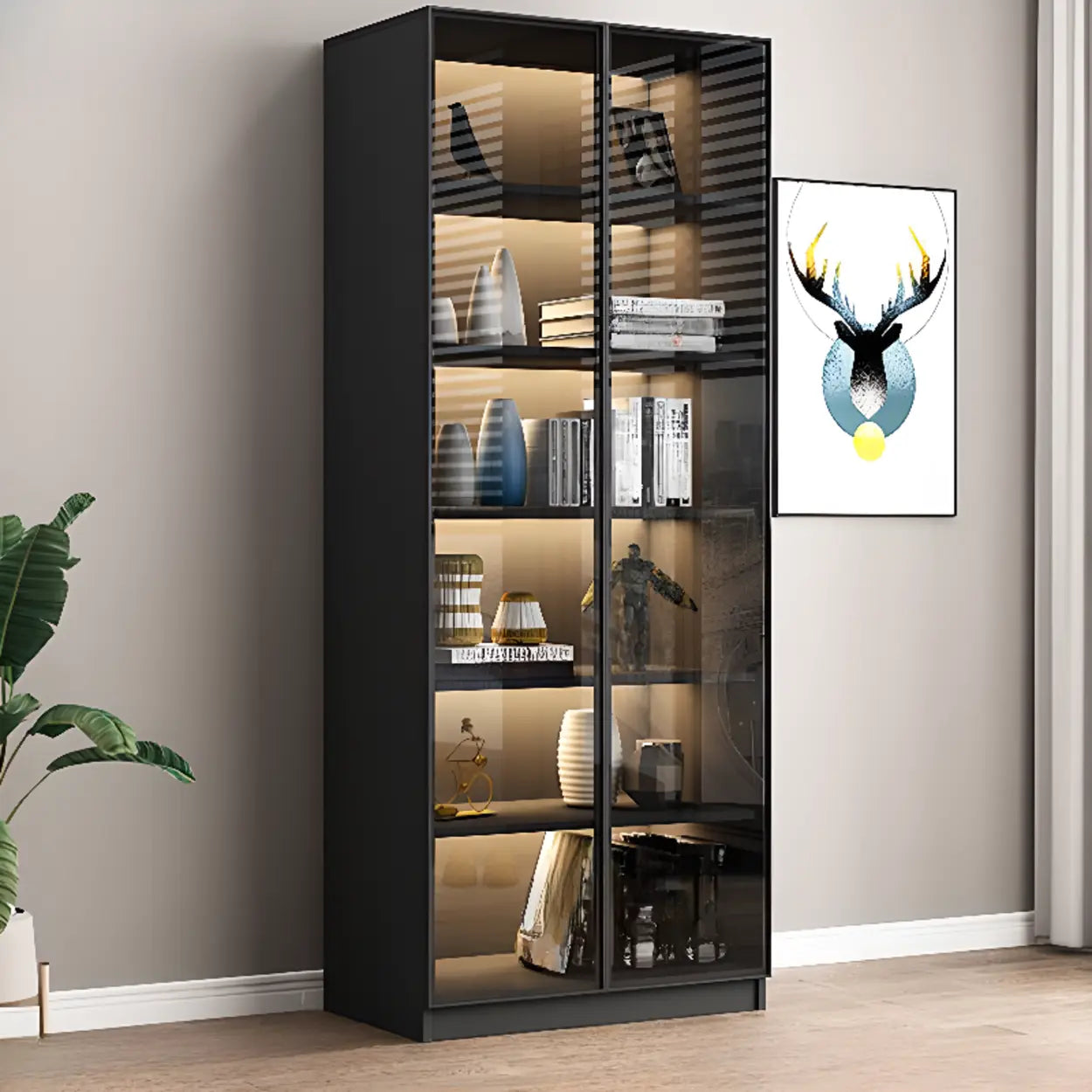 Black Metal Multi-Shelf Display Cabinet — 5