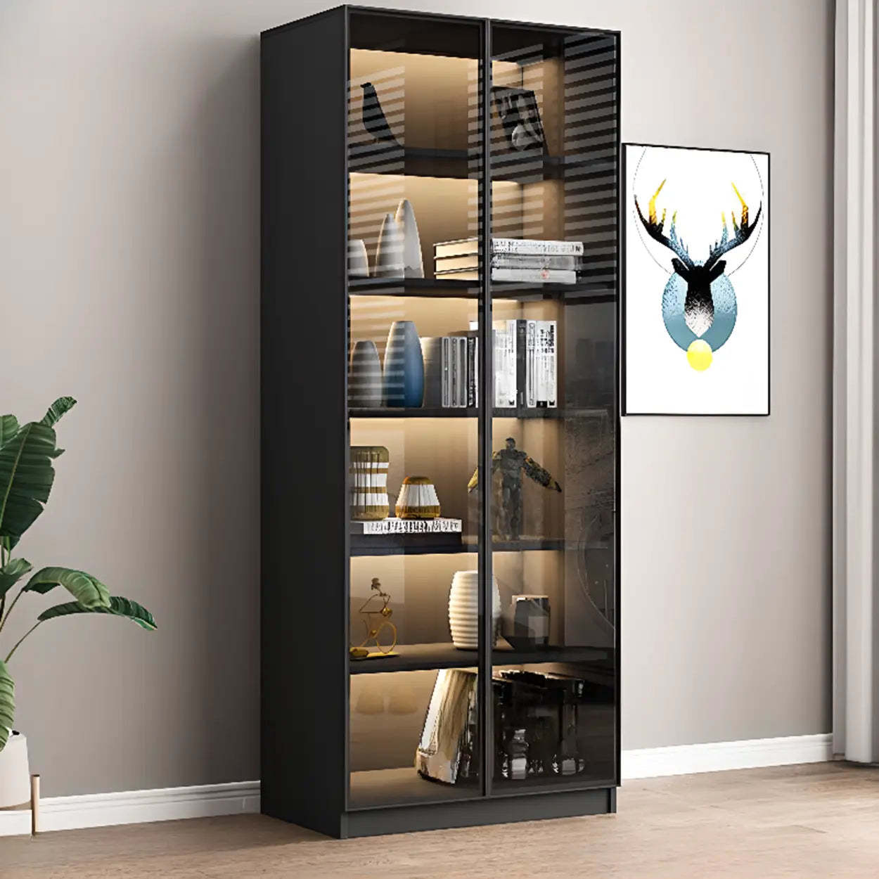Black Metal Multi-Shelf Display Cabinet — 5