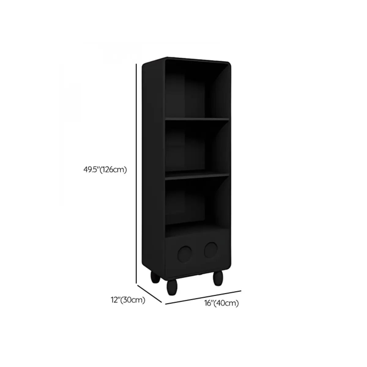 Stylish Black Rectangular Wood Sliding Bookcase