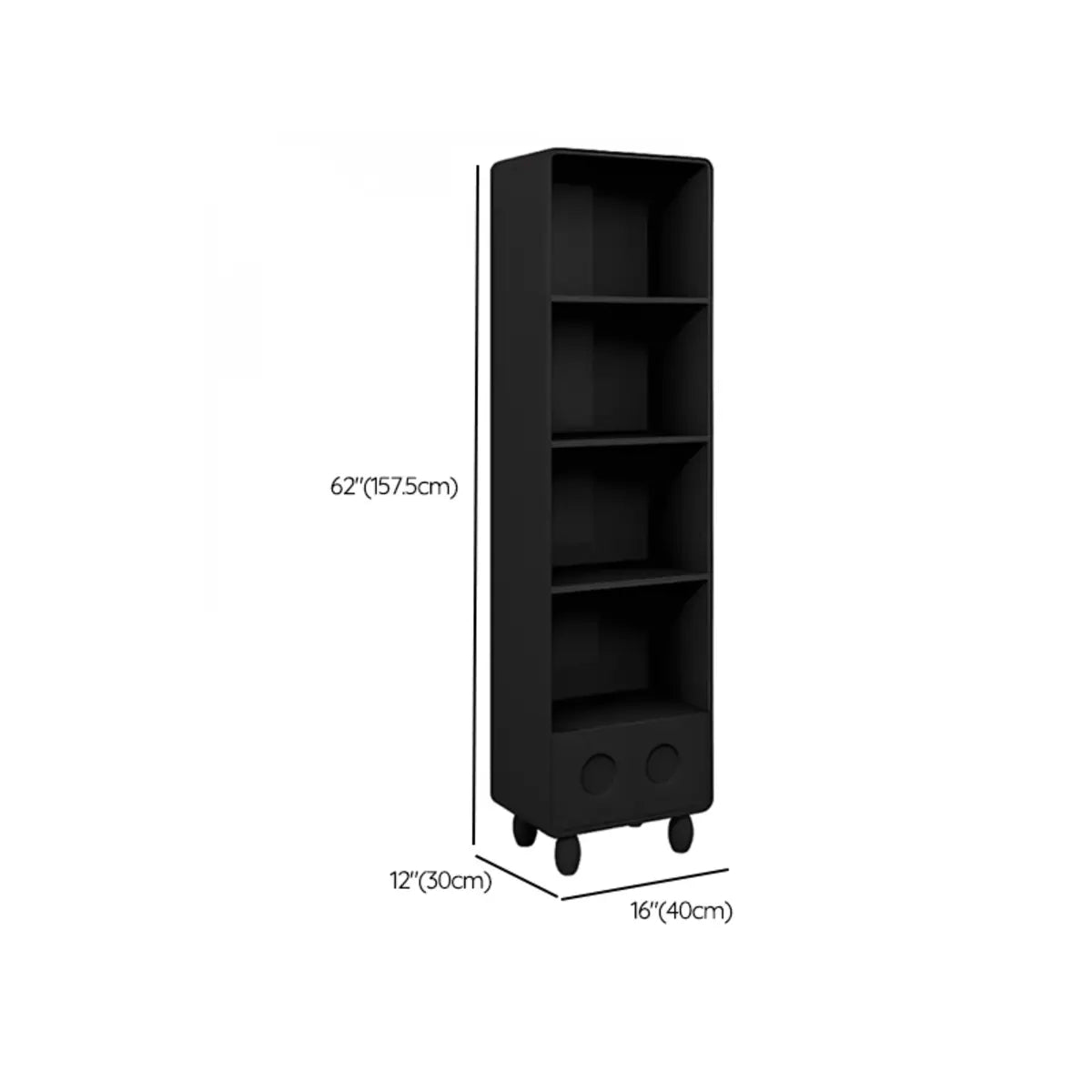 Stylish Black Rectangular Wood Sliding Bookcase