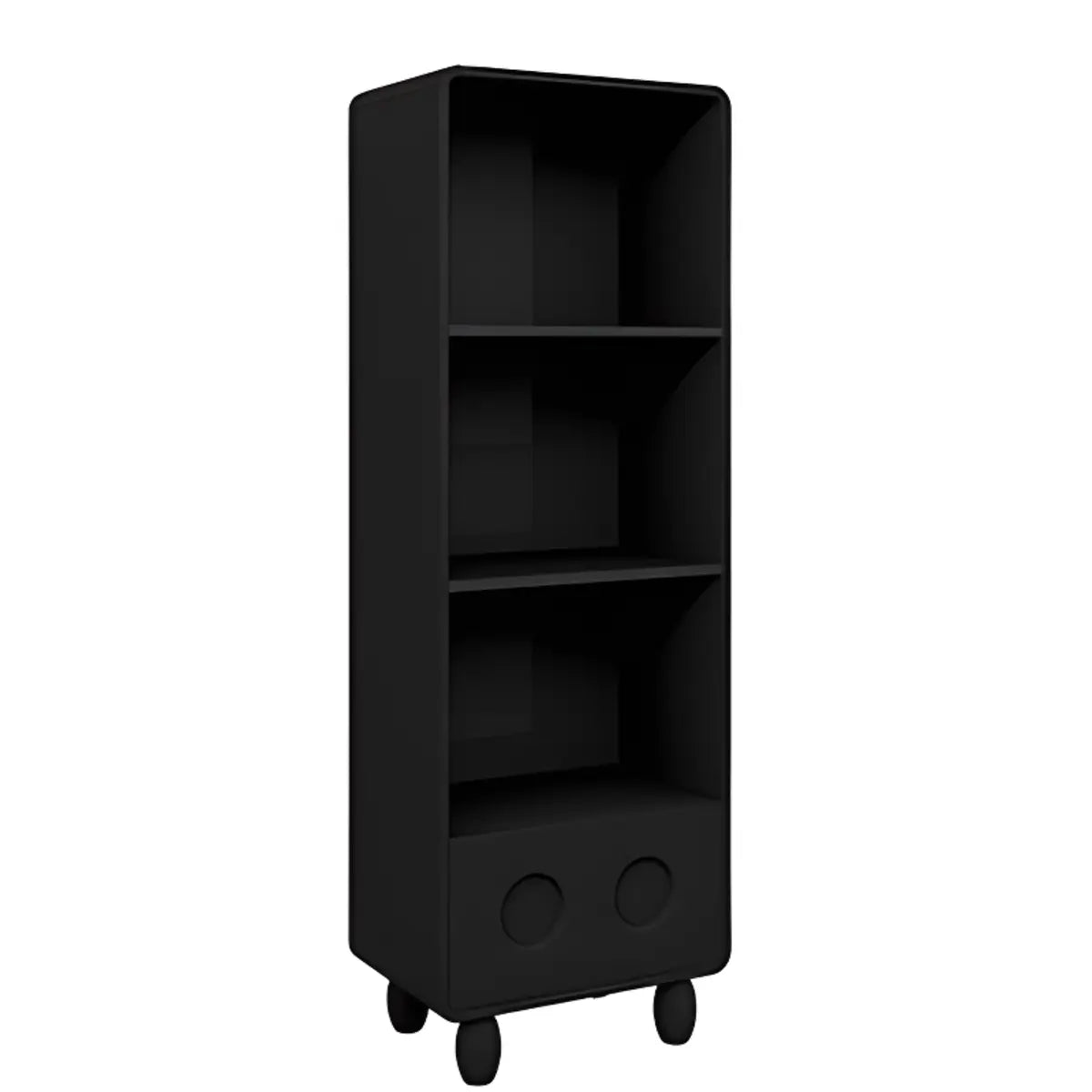 Stylish Black Rectangular Wood Sliding Bookcase