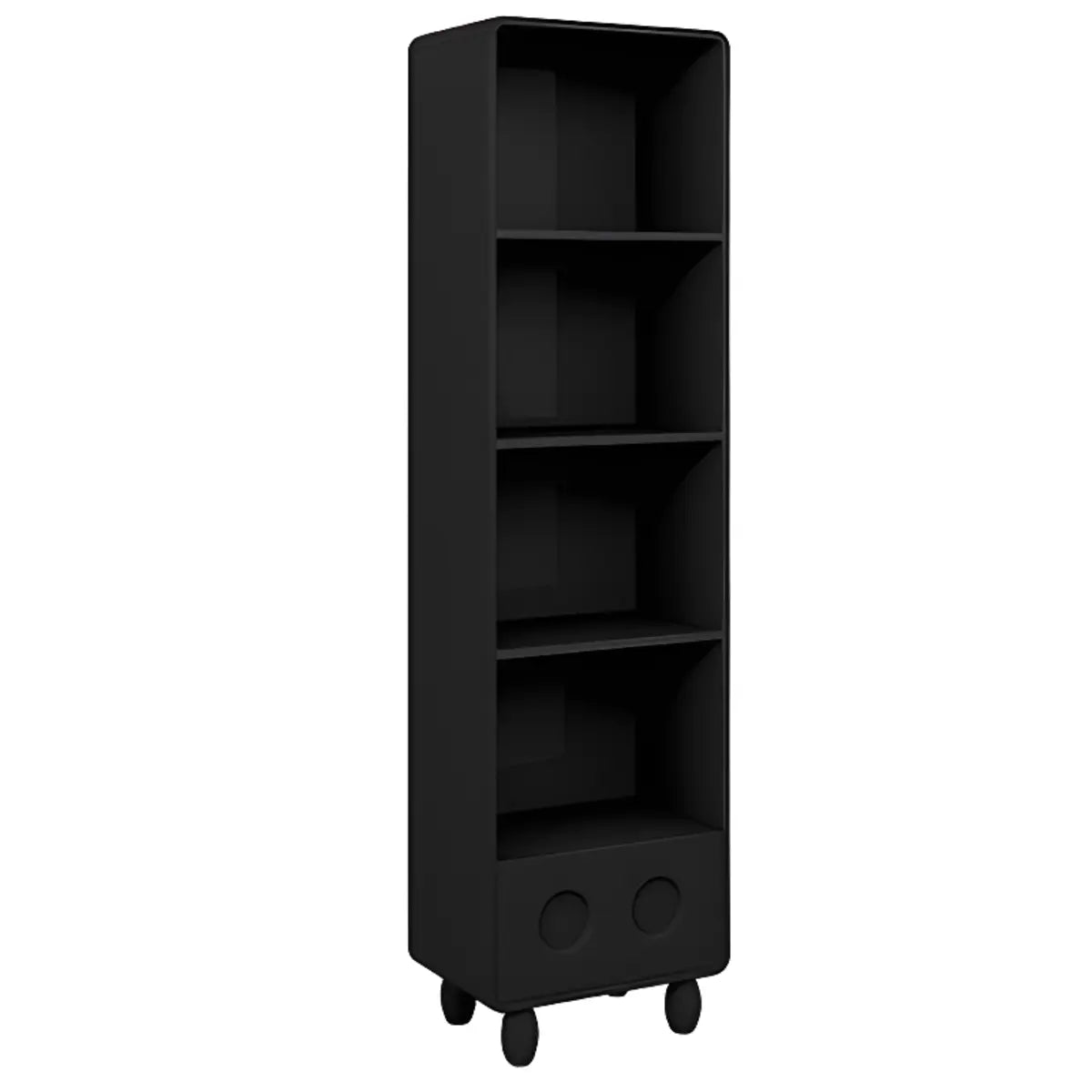 Stylish Black Rectangular Wood Sliding Bookcase