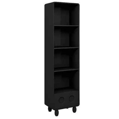 Stylish Black Rectangular Wood Sliding Bookcase