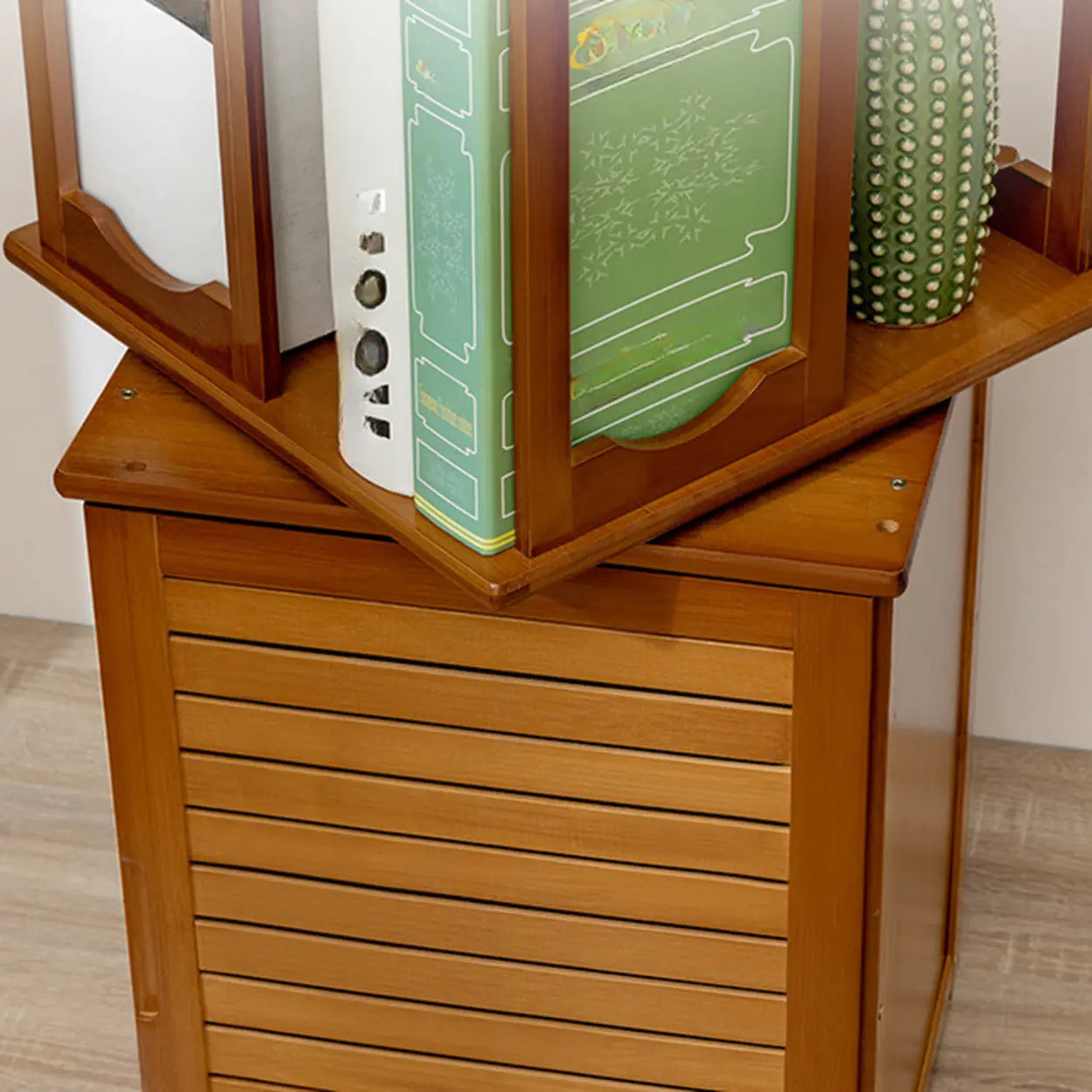 Stylish Brown Square Wooden Narrow Bookcase — Natural