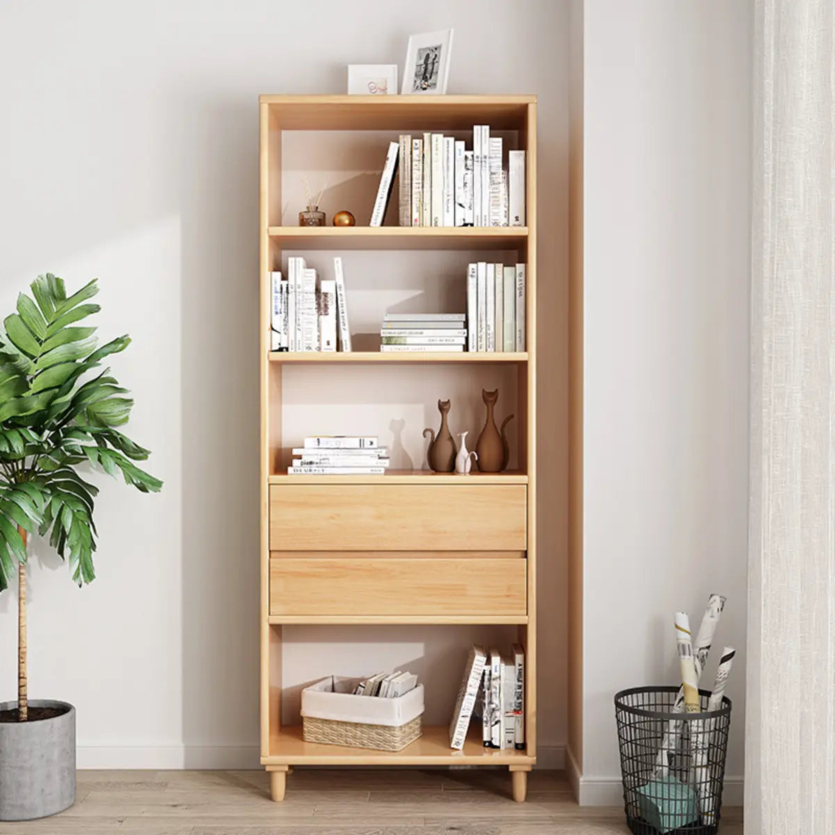 Stylish French Wood Vertical Storage Bookcase