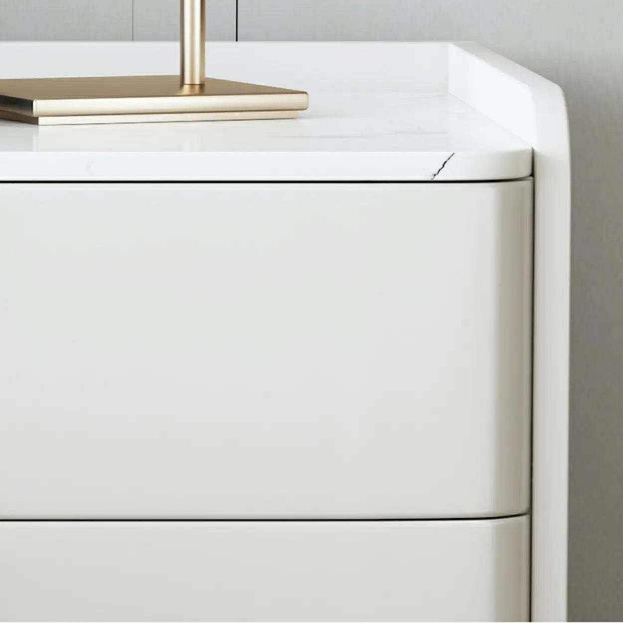 Stylish White Marble Top Nightstand with Drawers