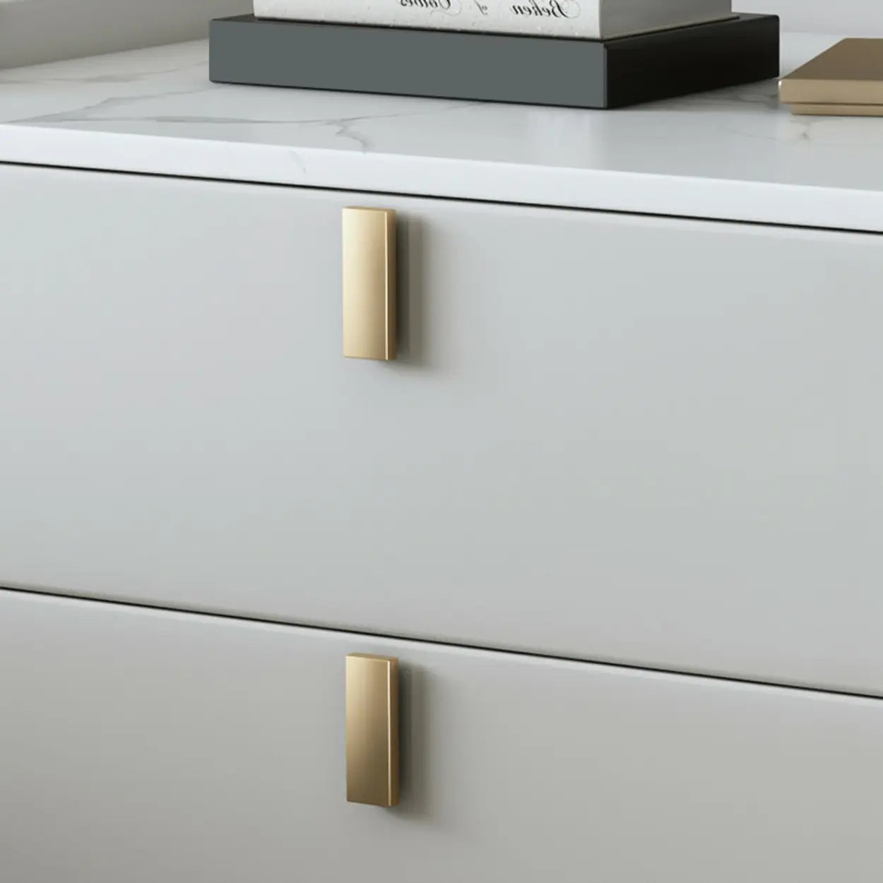 Stylish White Marble Top Nightstand with Drawers