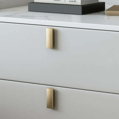 Stylish White Marble Top Nightstand with Drawers
