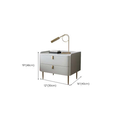 Stylish White Marble Top Nightstand with Drawers