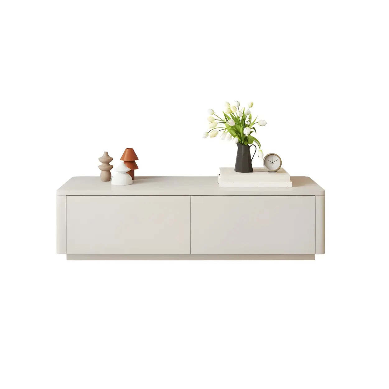 Stylish Milk Cocoa Wood TV Stand with Drawers — Grey