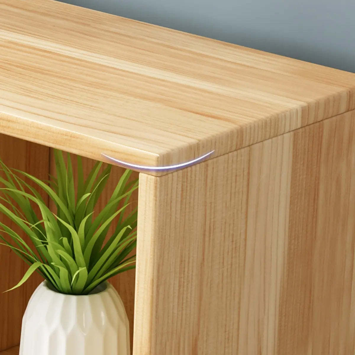 Stylish Natural Pine Wood Tall Bookcase with Drawers