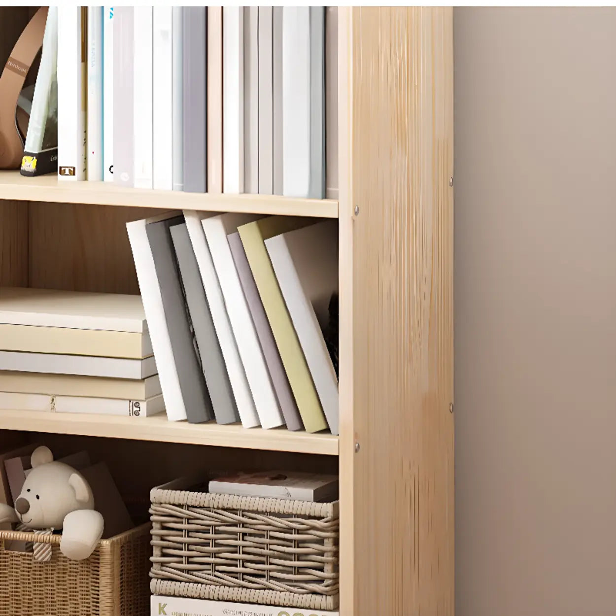 Stylish Natural Wood Small Rectangular Bookcase