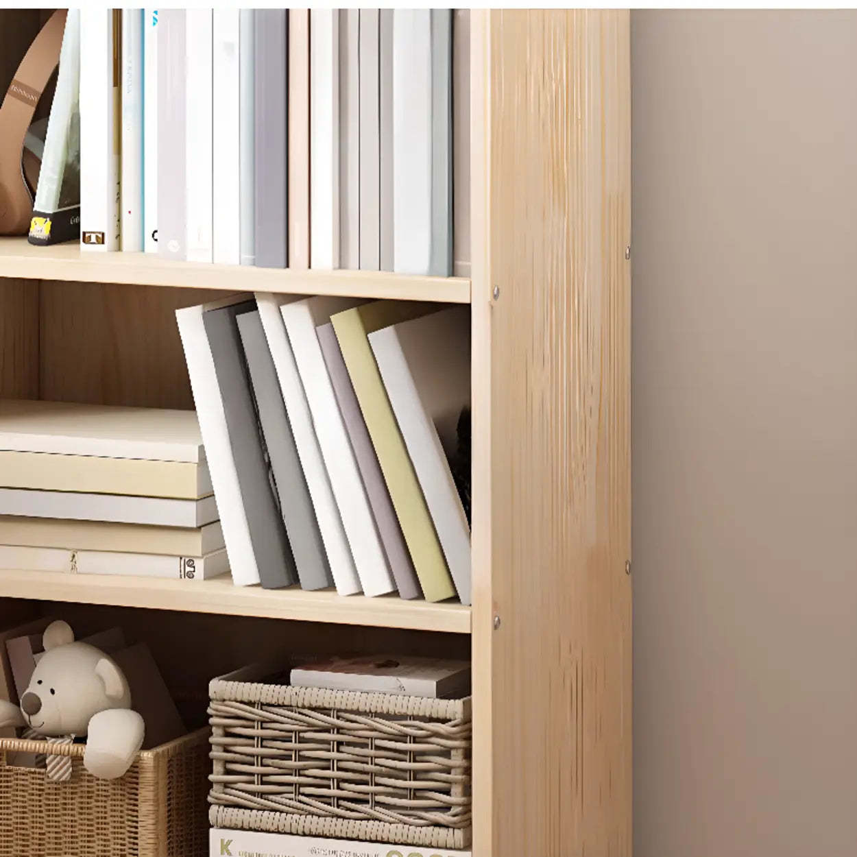 Stylish Natural Wood Small Rectangular Bookcase