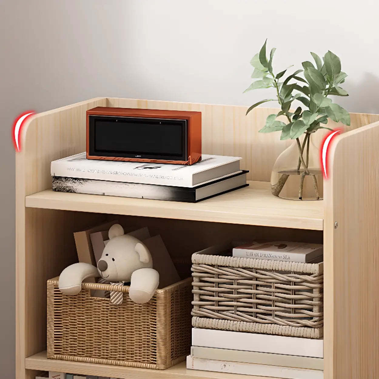 Stylish Natural Wood Small Rectangular Bookcase