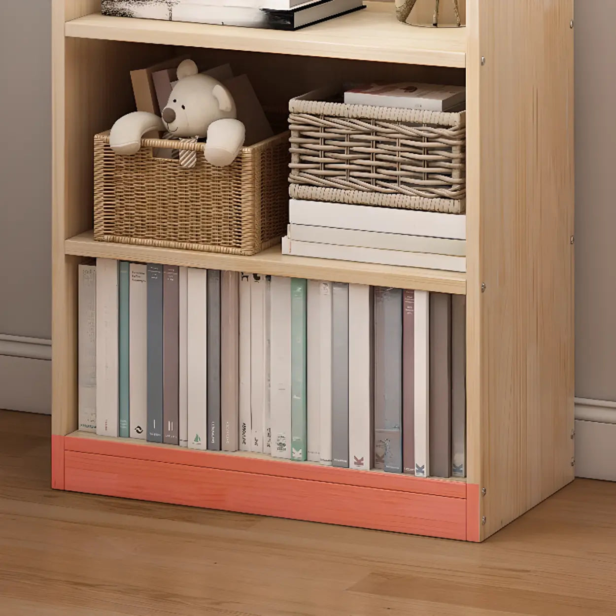 Stylish Natural Wood Small Rectangular Bookcase