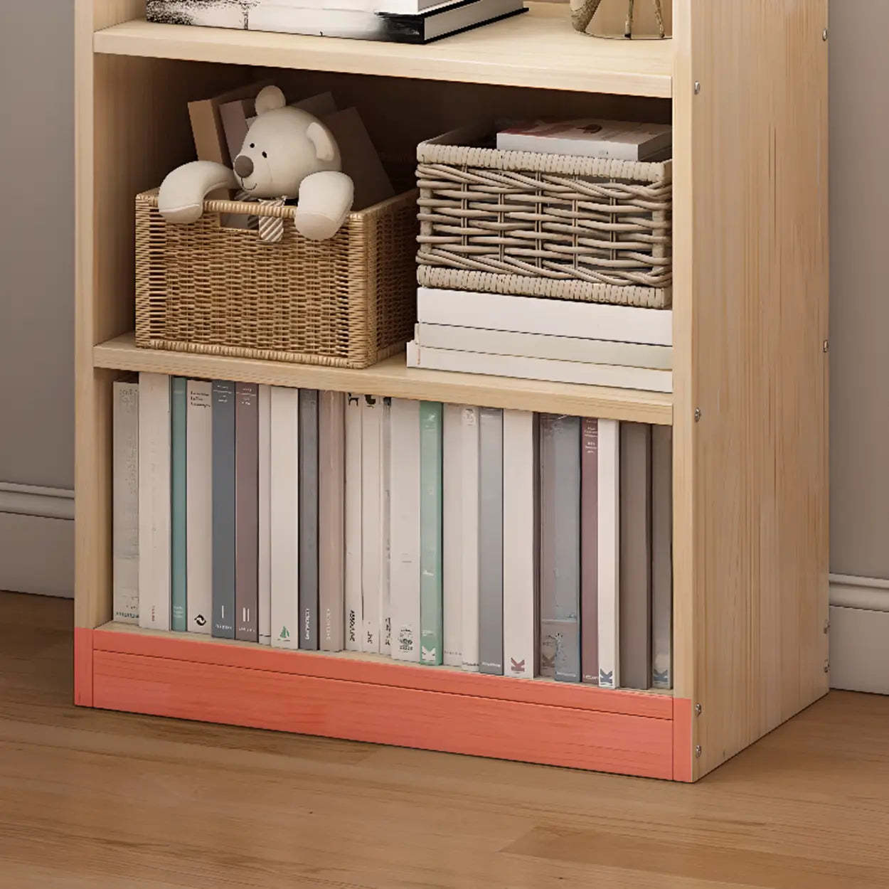 Stylish Natural Wood Small Rectangular Bookcase