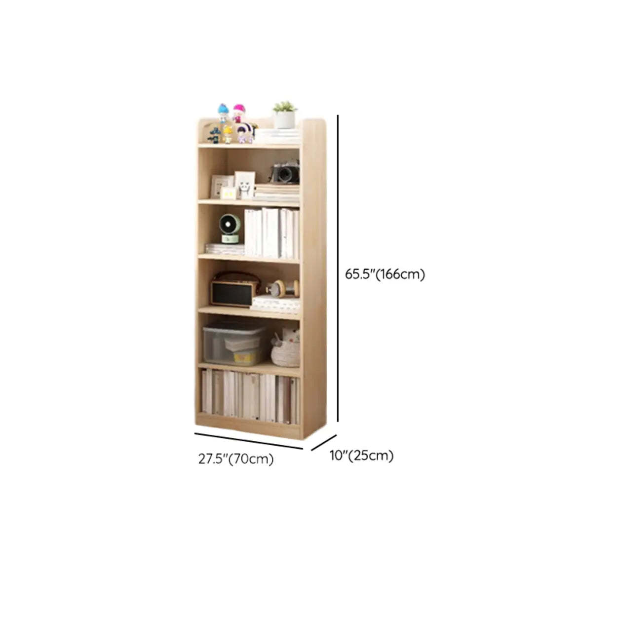 Stylish Natural Wood Small Rectangular Bookcase