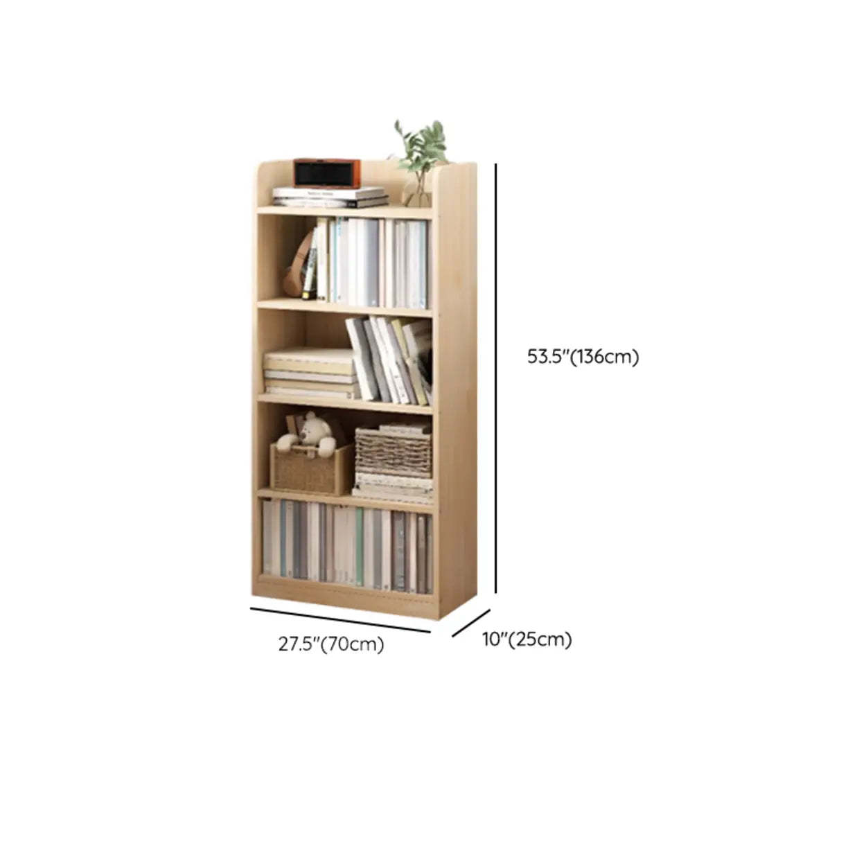 Stylish Natural Wood Small Rectangular Bookcase