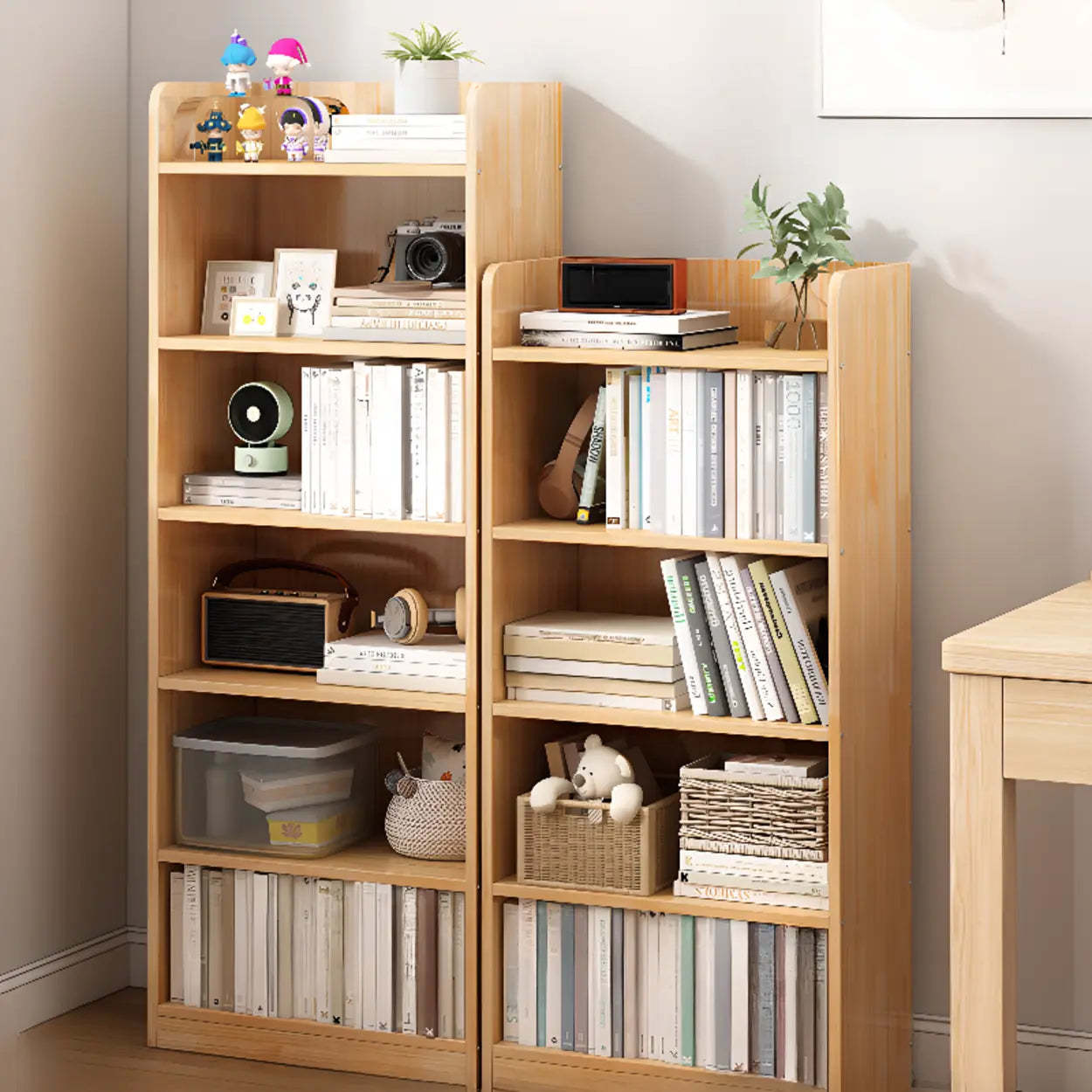Stylish Natural Wood Small Rectangular Bookcase