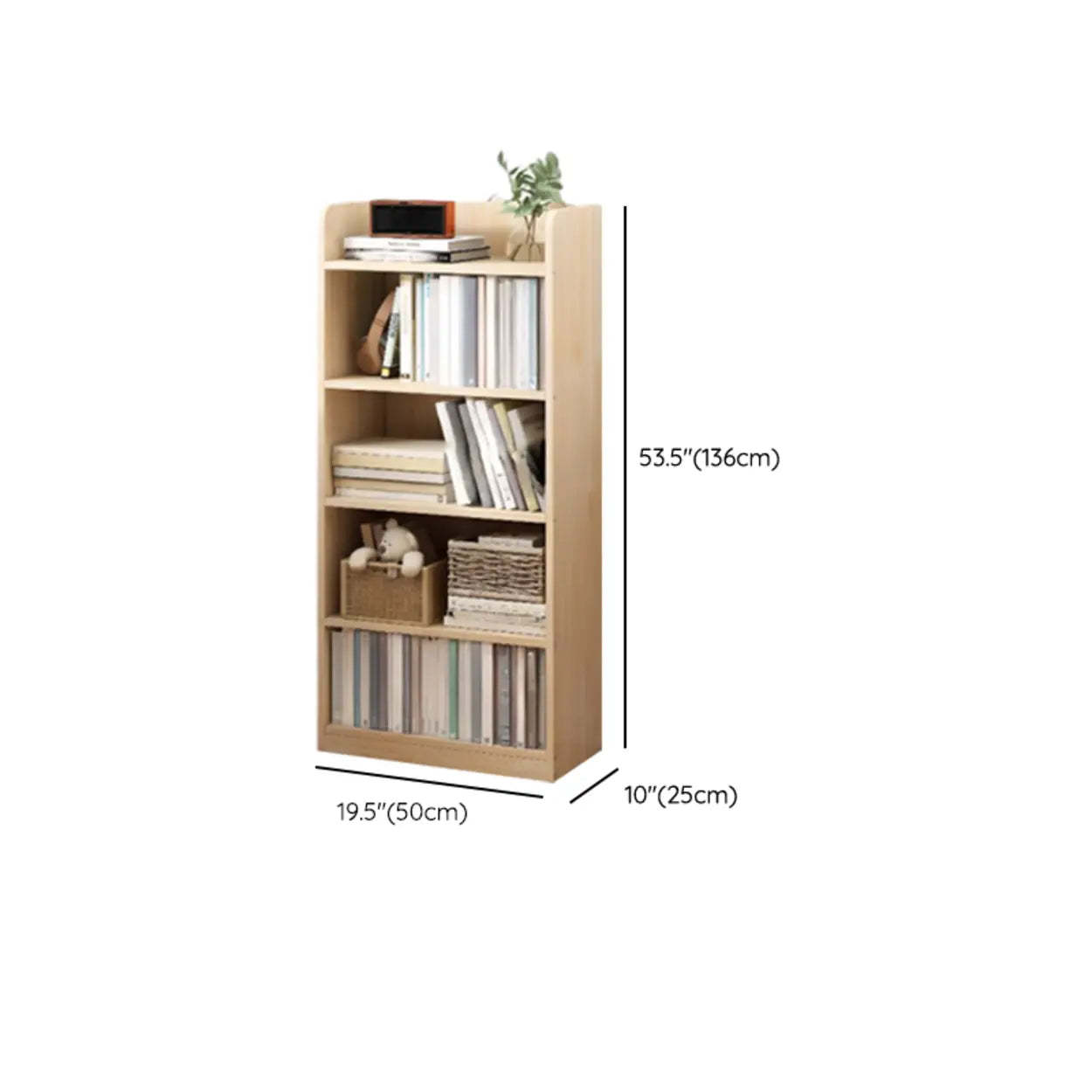 Stylish Natural Wood Small Rectangular Bookcase