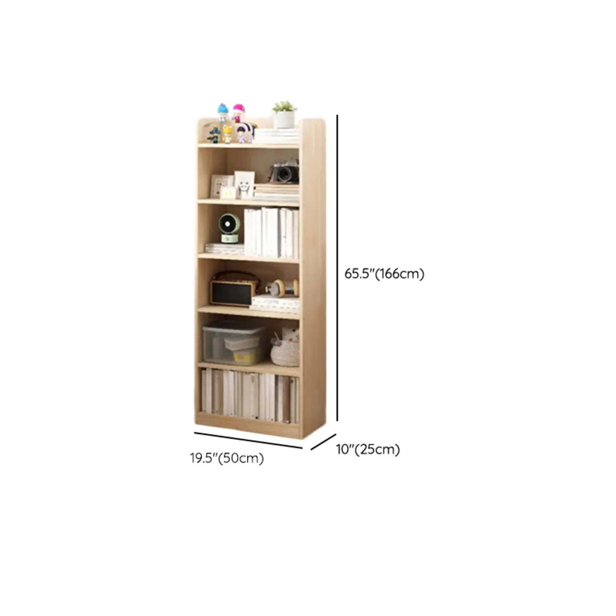 Stylish Natural Wood Small Rectangular Bookcase