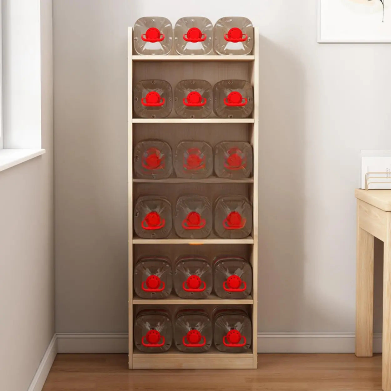 Stylish Natural Wood Small Rectangular Bookcase