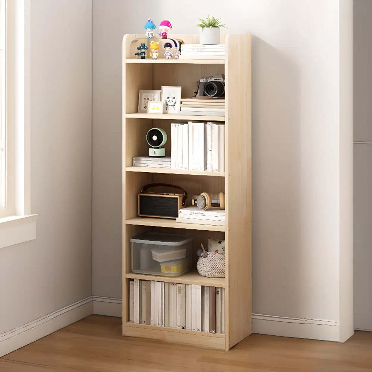 Stylish Natural Wood Small Rectangular Bookcase